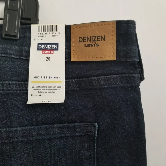 NWT Denizen Levi's Dark Wash Mid Rise Skinny Jeans Size 26 - Picture 6 of 9